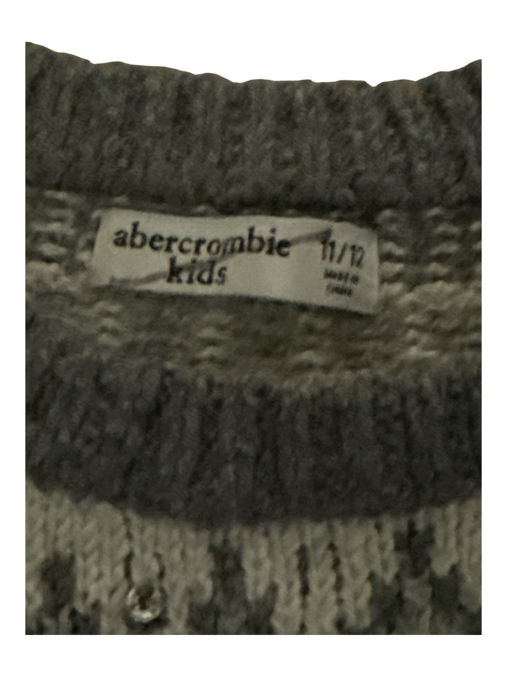 abercrombie kids Gray Fair Isle Crewneck Sweater with Jewels Size 11/12 - Picture 3 of 4